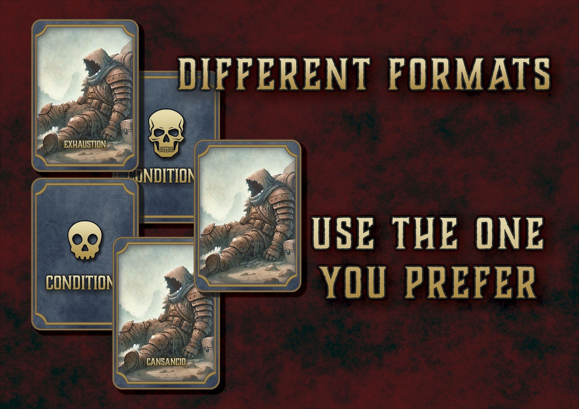 Cartas Ilustradas de Condiciones DnD 5E (2014 & 2024) - Imprimible Digital