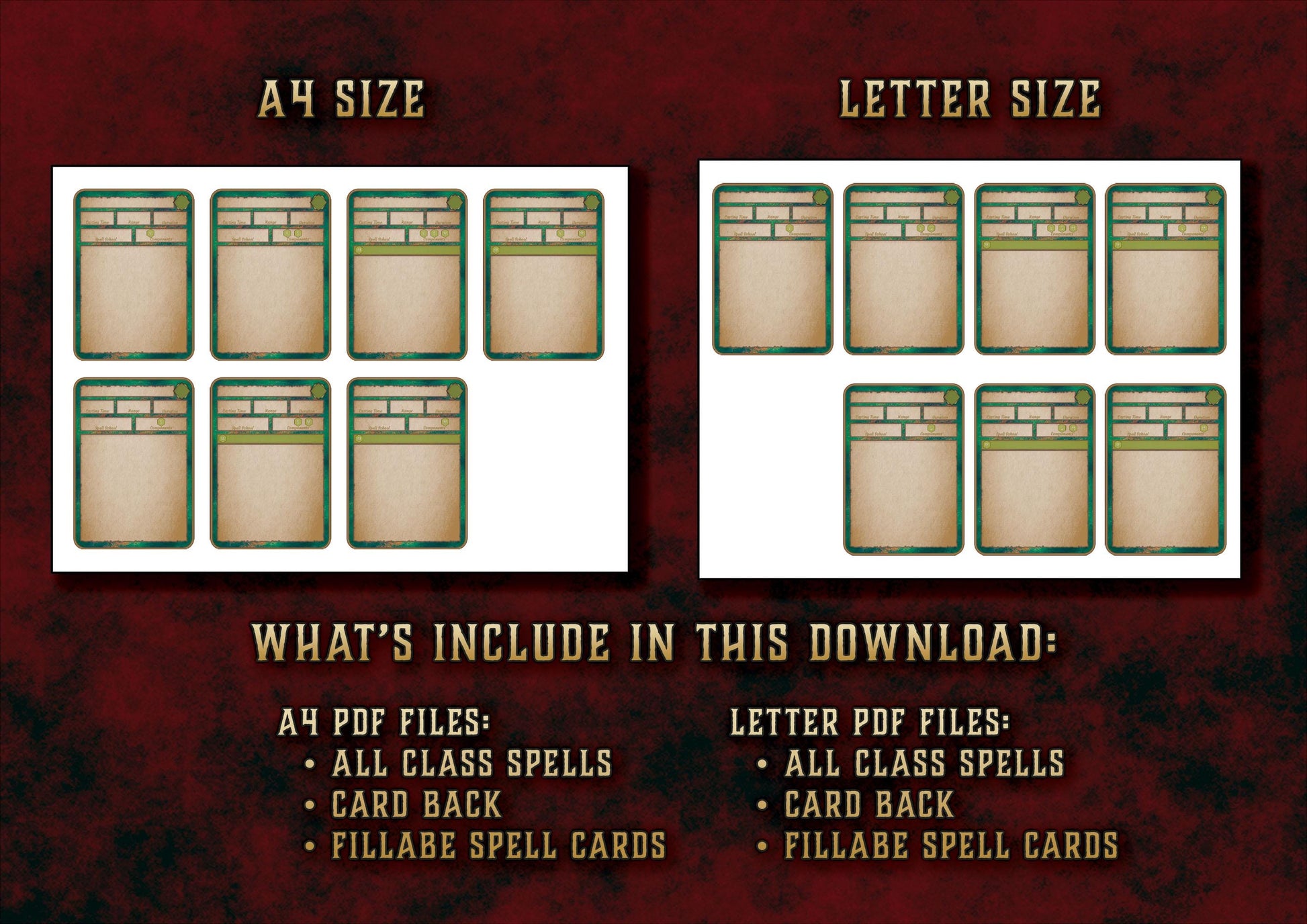 Cartas de Conjuros DnD 5E Druida (2014 & 2024) - Imprimible Digital