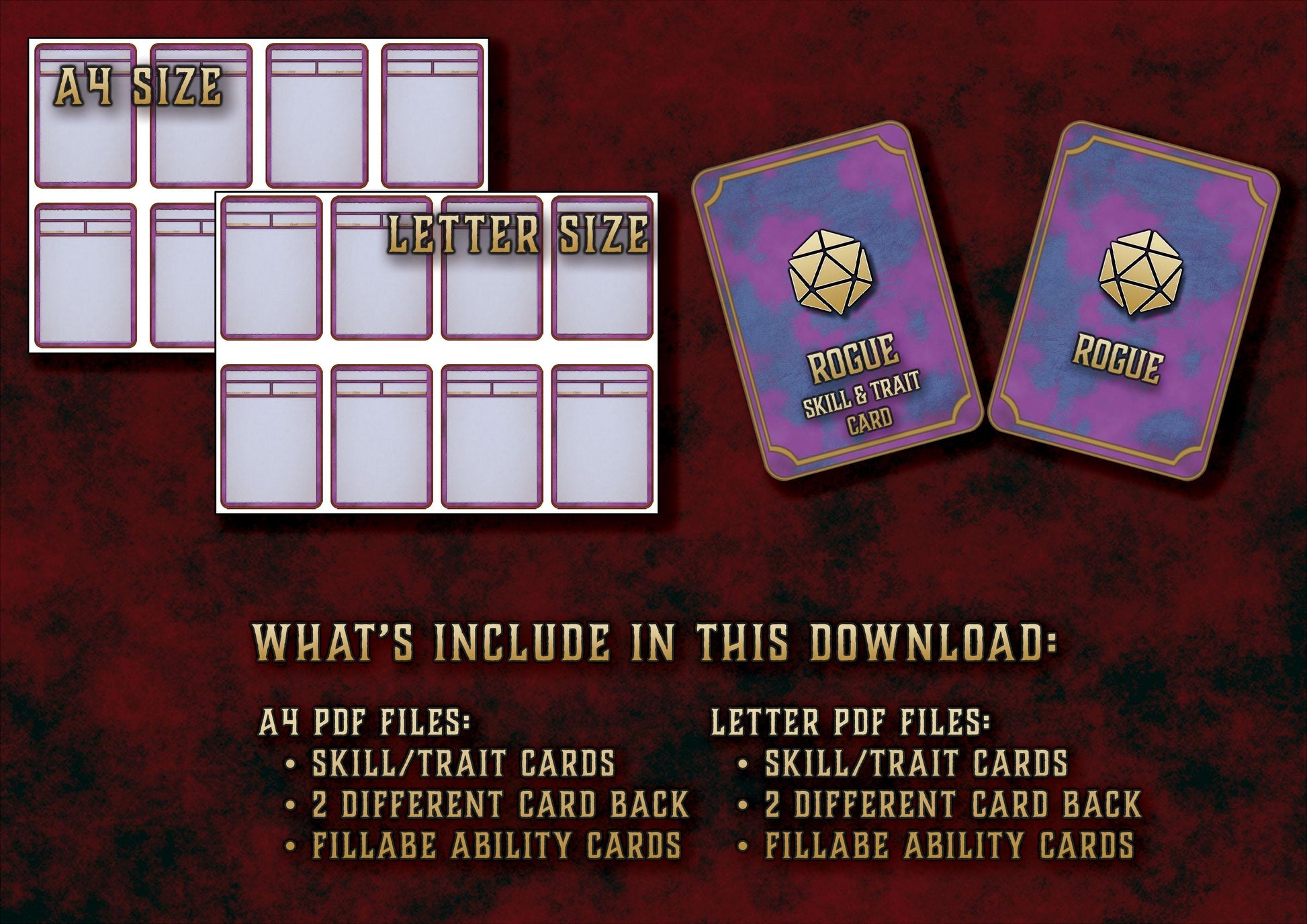 Cartas de Rasgos & Habilidades DnD 5E Pícaro (2014 & 2024) - Imprimible Digital