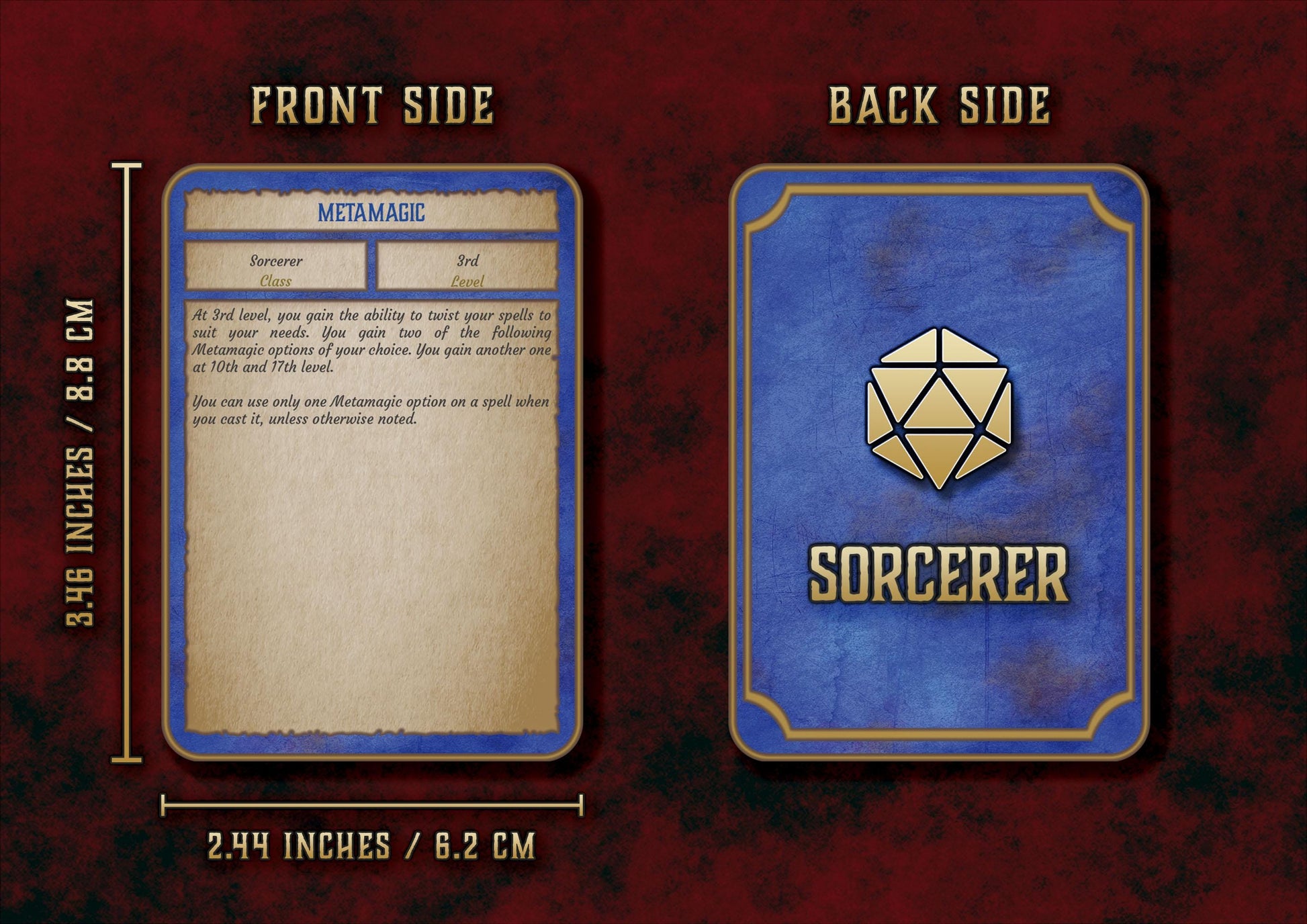 Cartas de Rasgos & Habilidades DnD 5E Hechicero (2014 & 2024) - Imprimible Digital