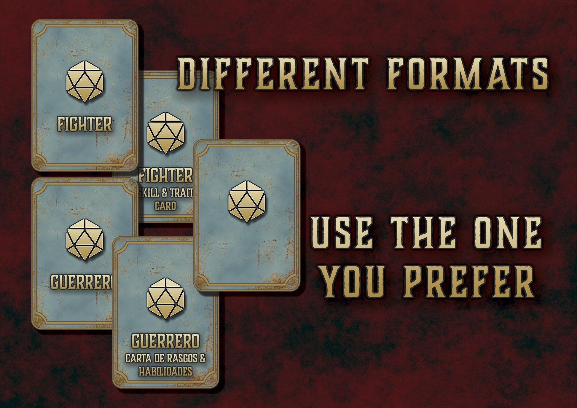 Cartas de Rasgos & Habilidades DnD 5E Guerrero (2014 & 2024) - Imprimible Digital