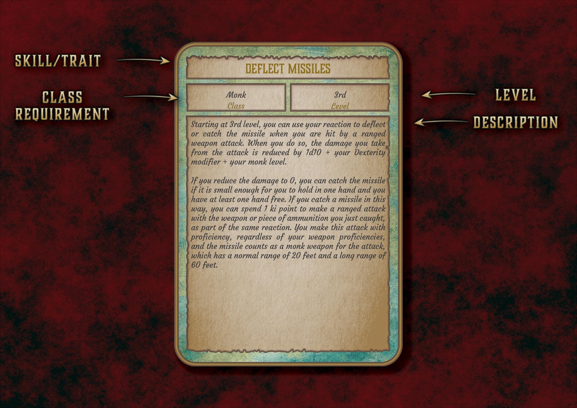 Cartas de Rasgos & Habilidades DnD 5E Monje (2014 & 2024) - Imprimible Digital