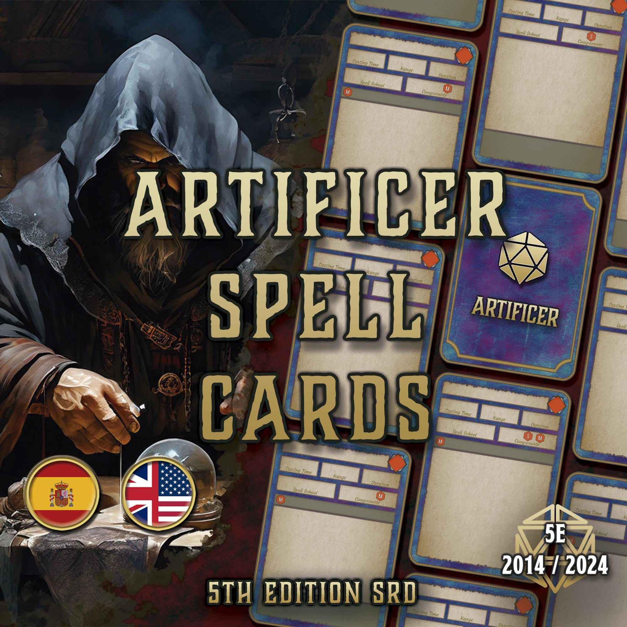 Cartas De Conjuros DnD 5E Artifice 2014 Y 2024 Imprimible Digital