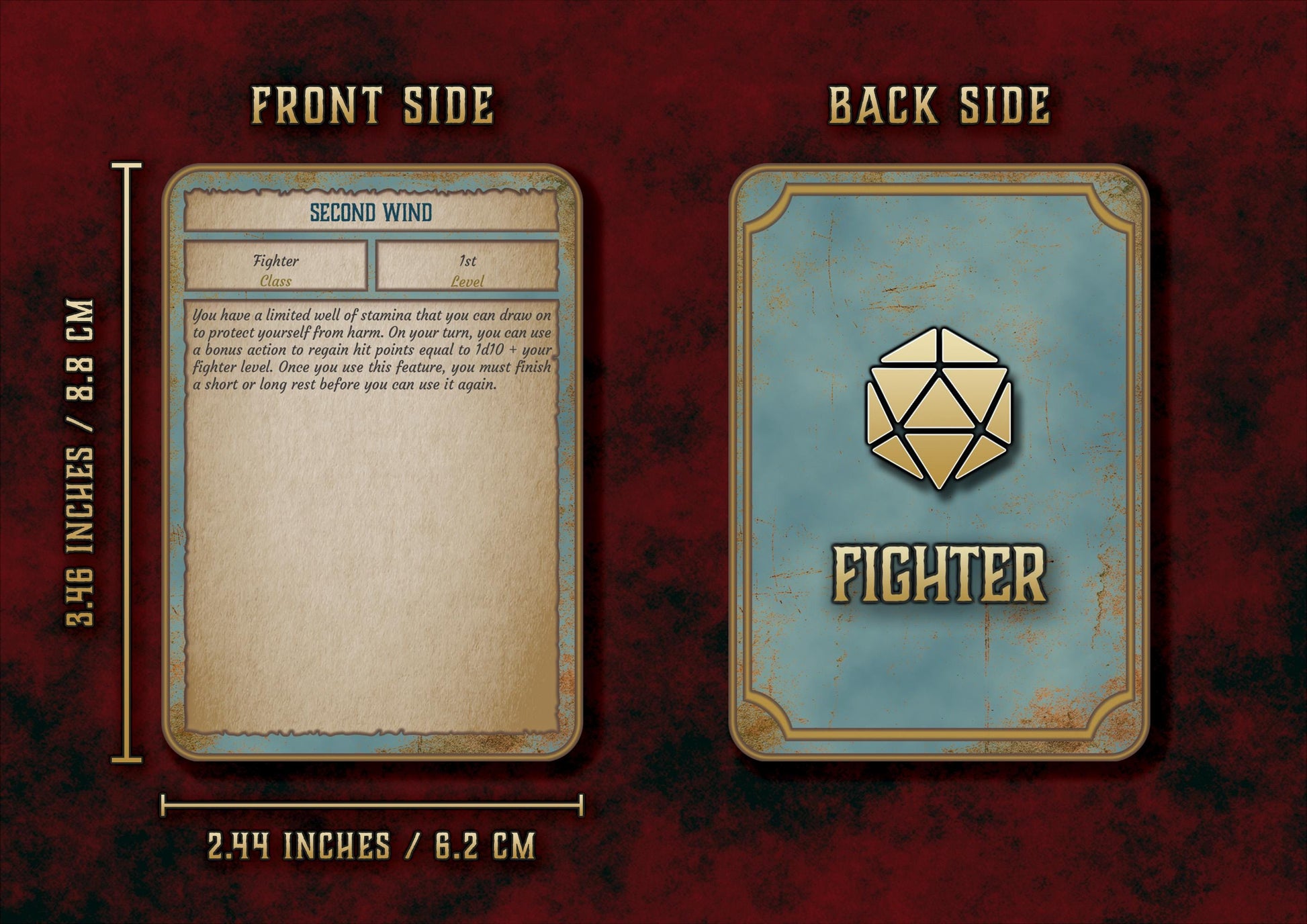 Cartas de Rasgos & Habilidades DnD 5E Guerrero (2014 & 2024) - Imprimible Digital