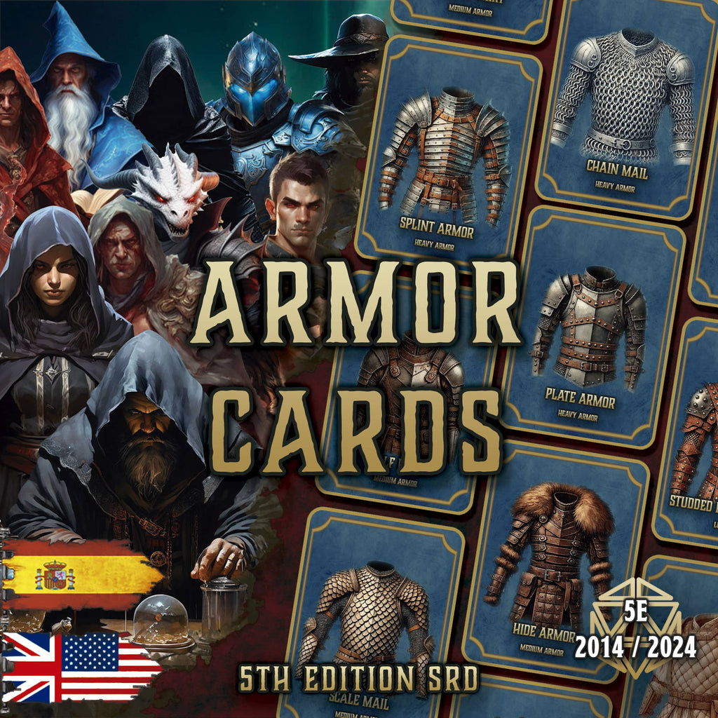 Cartas de Armaduras D&D 5E (2014 y 2024) | Descarga Digital