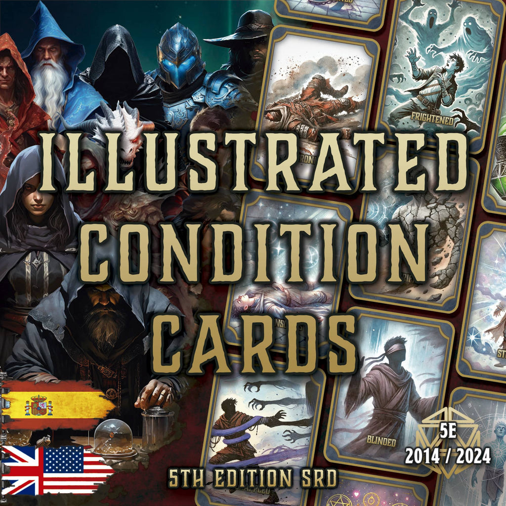 Cartas Ilustradas de Condiciones D&D 5E (2014 y 2024) | Descarga Digital