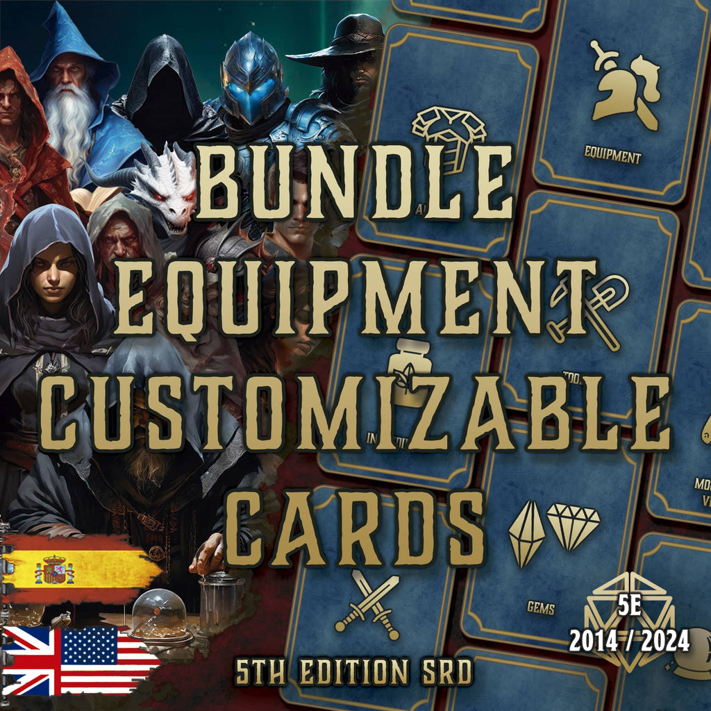 D&D 5E Bundle Equipment Customizable Cards (2014 & 2024) | Digital Download