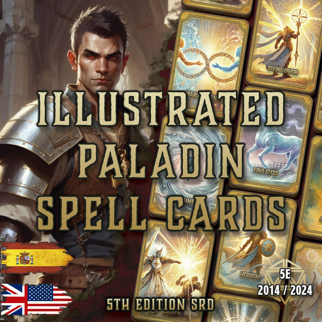 D&D 5E Paladin Illustrated Spell Cards (2014 & 2024) | Digital Download