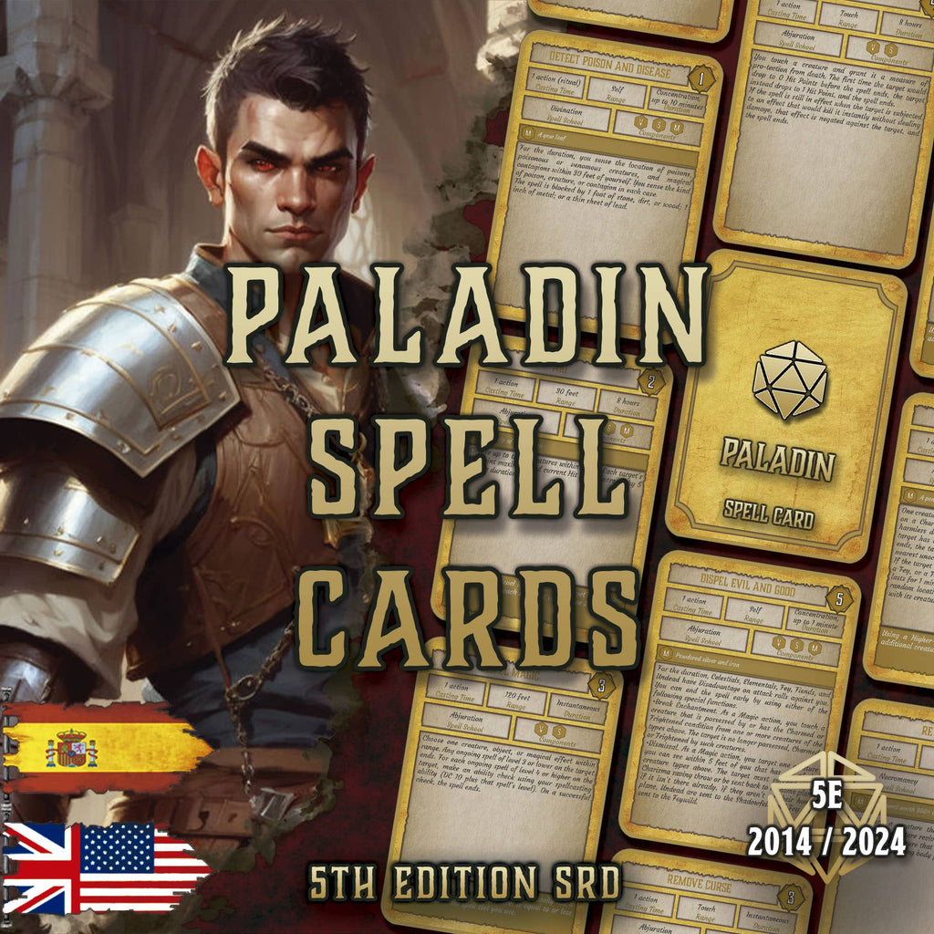 Cartas de Conjuros de Paladín D&D 5E (2014 y 2024) | Descarga Digital