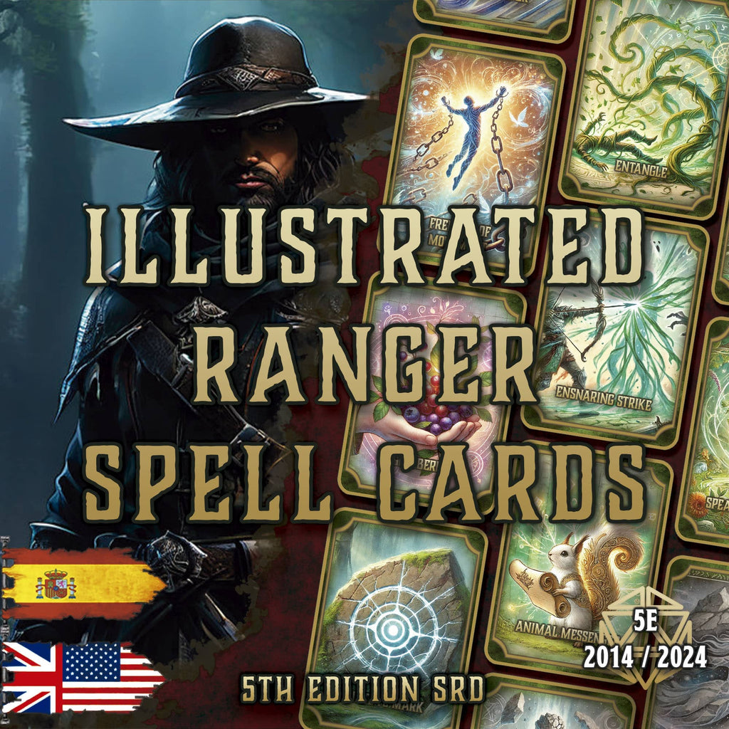 Cartas Ilustradas de Conjuros de Explorador D&D 5E (2014 y 2024) | Descarga Digital