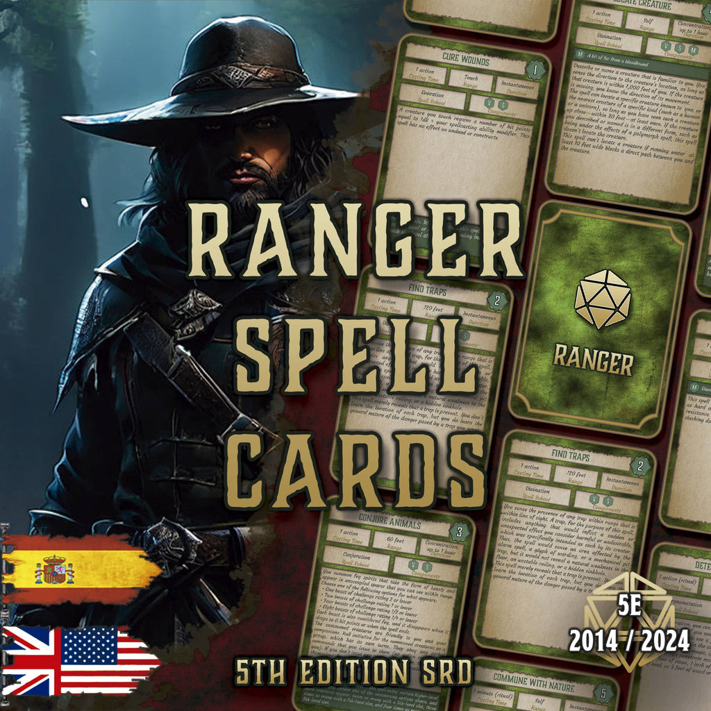 D&D 5E Ranger Spell Cards (2014 & 2024) | Digital Download