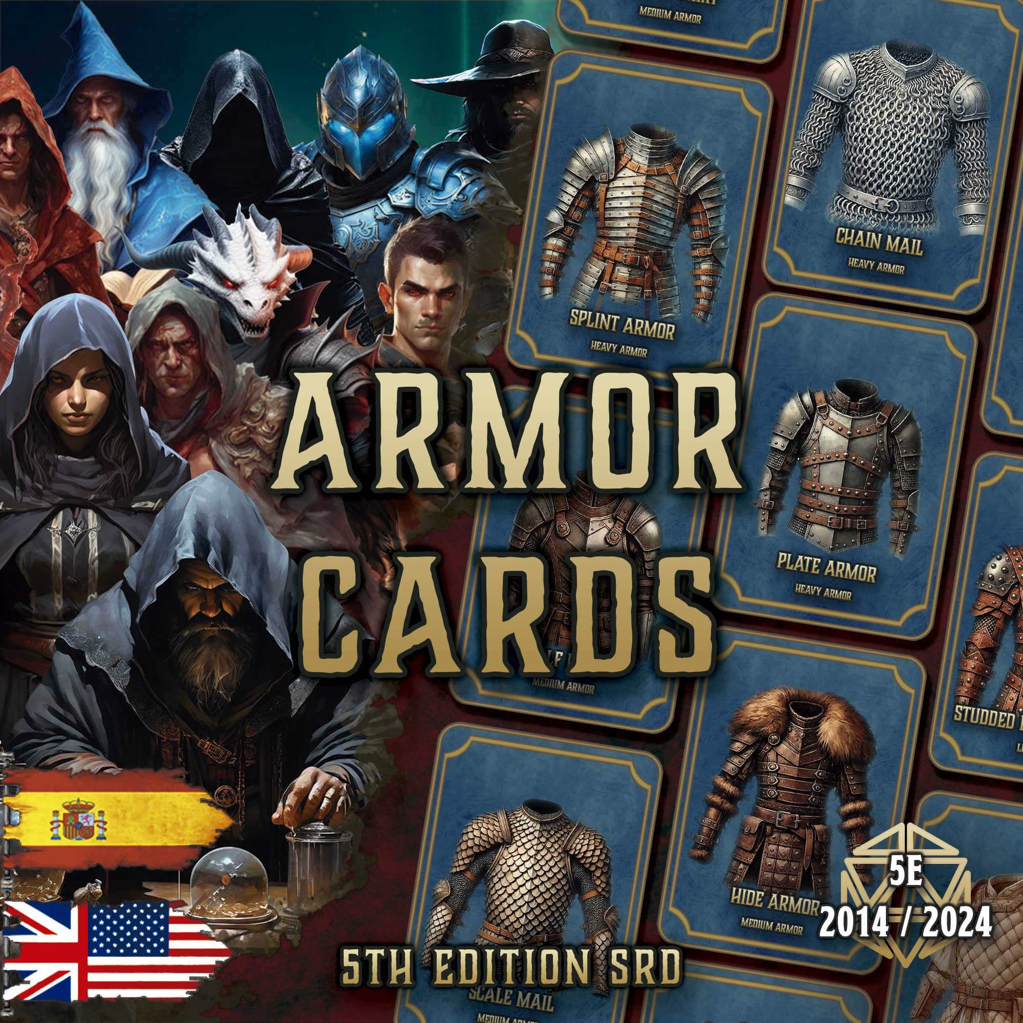 D&D 5E Armor Cards 5E (2014 & 2024) | Digital Download