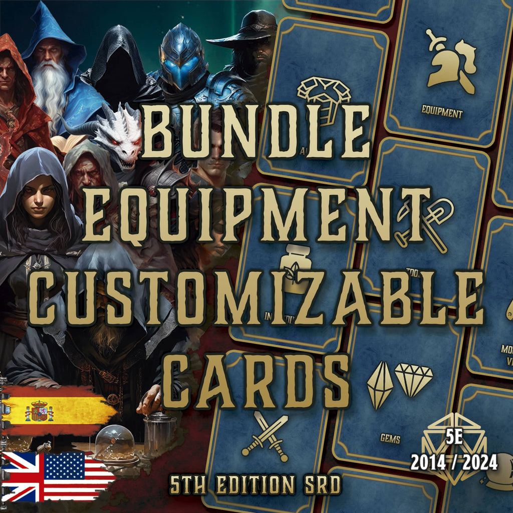 D&D 5E Bundle Equipment Customizable Cards (2014 & 2024) | Digital Download