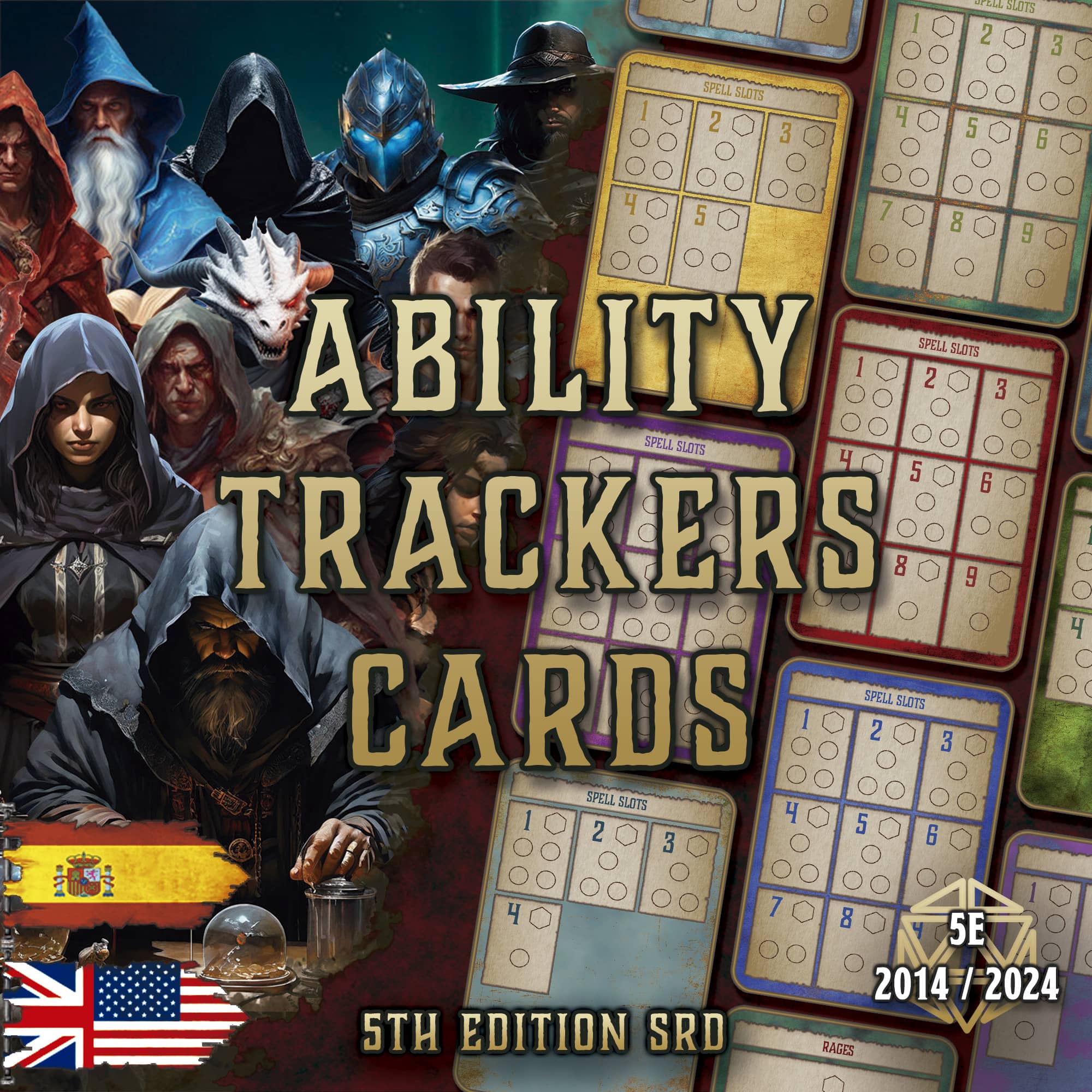 D&D 5E Ability Tracker Cards (2014 & 2024) | Digital Download