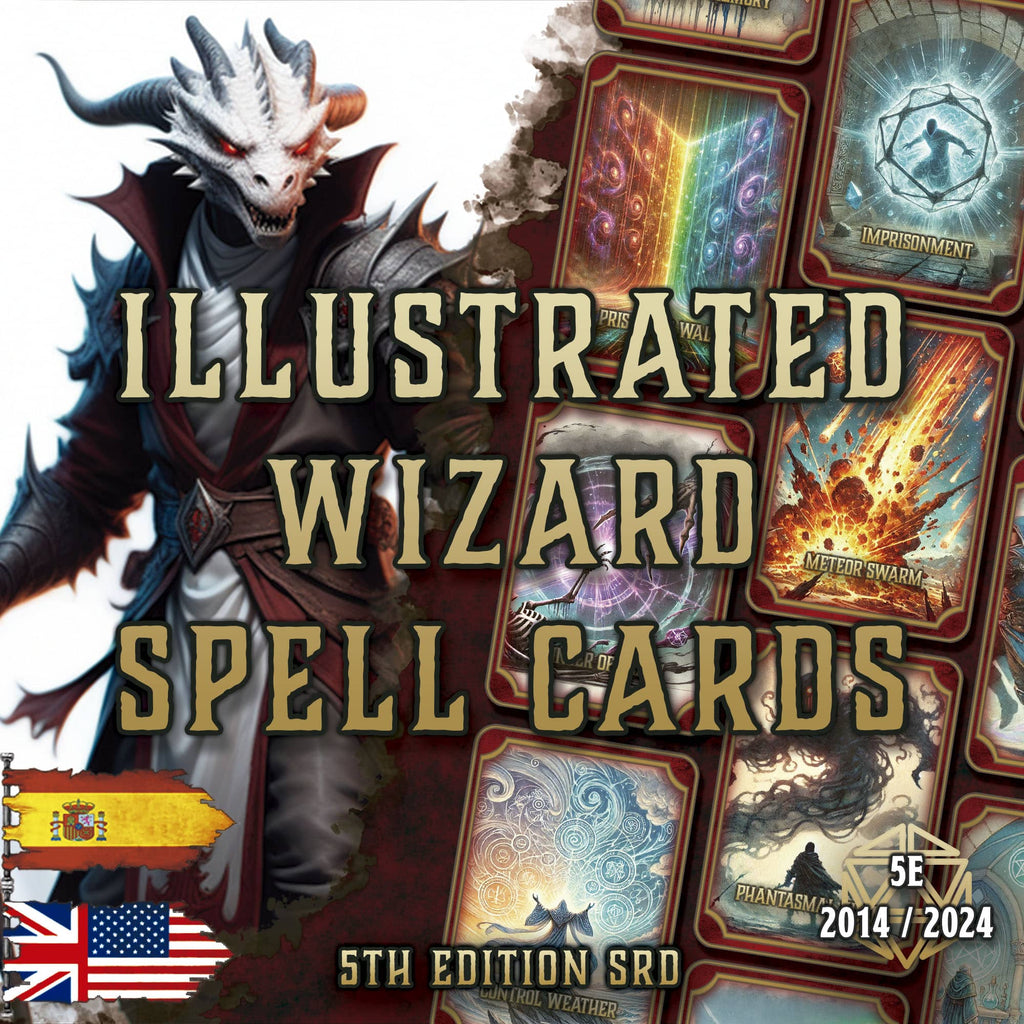 D&D 5E Wizard Illustrated Spell Cards (2014 & 2024) | Digital Download