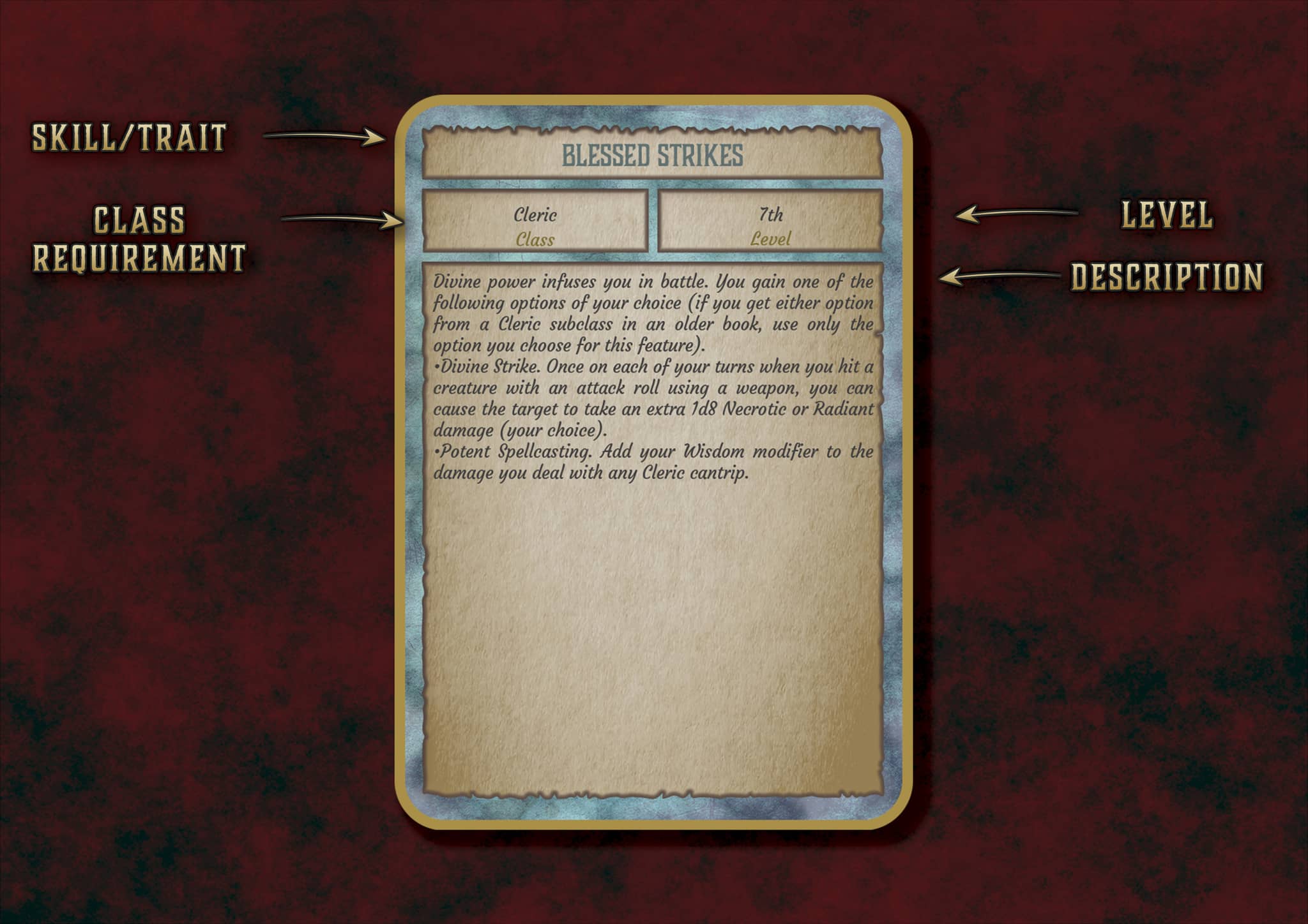 D&D 5E Cleric Skill & Traits Cards (2014 & 2024) | Digital Download