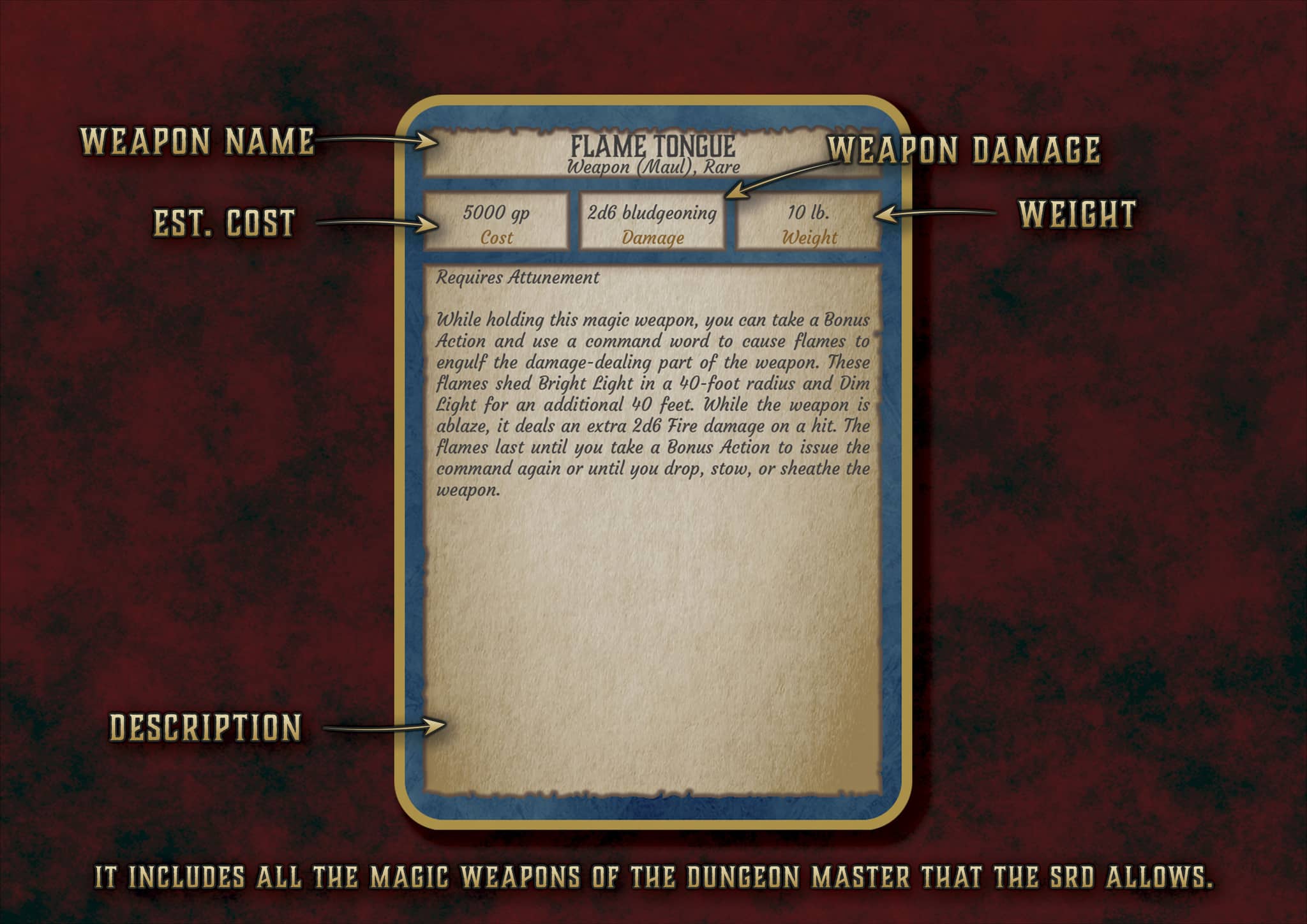 D&D 5E Magic Weapon Cards (2014 & 2024) | Digital Download