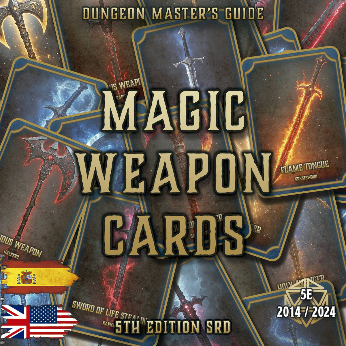 Cartas Armas Magicas D&D 5E 2014/2024 de Cibola Designs para jugar y personalizar tu experiencia