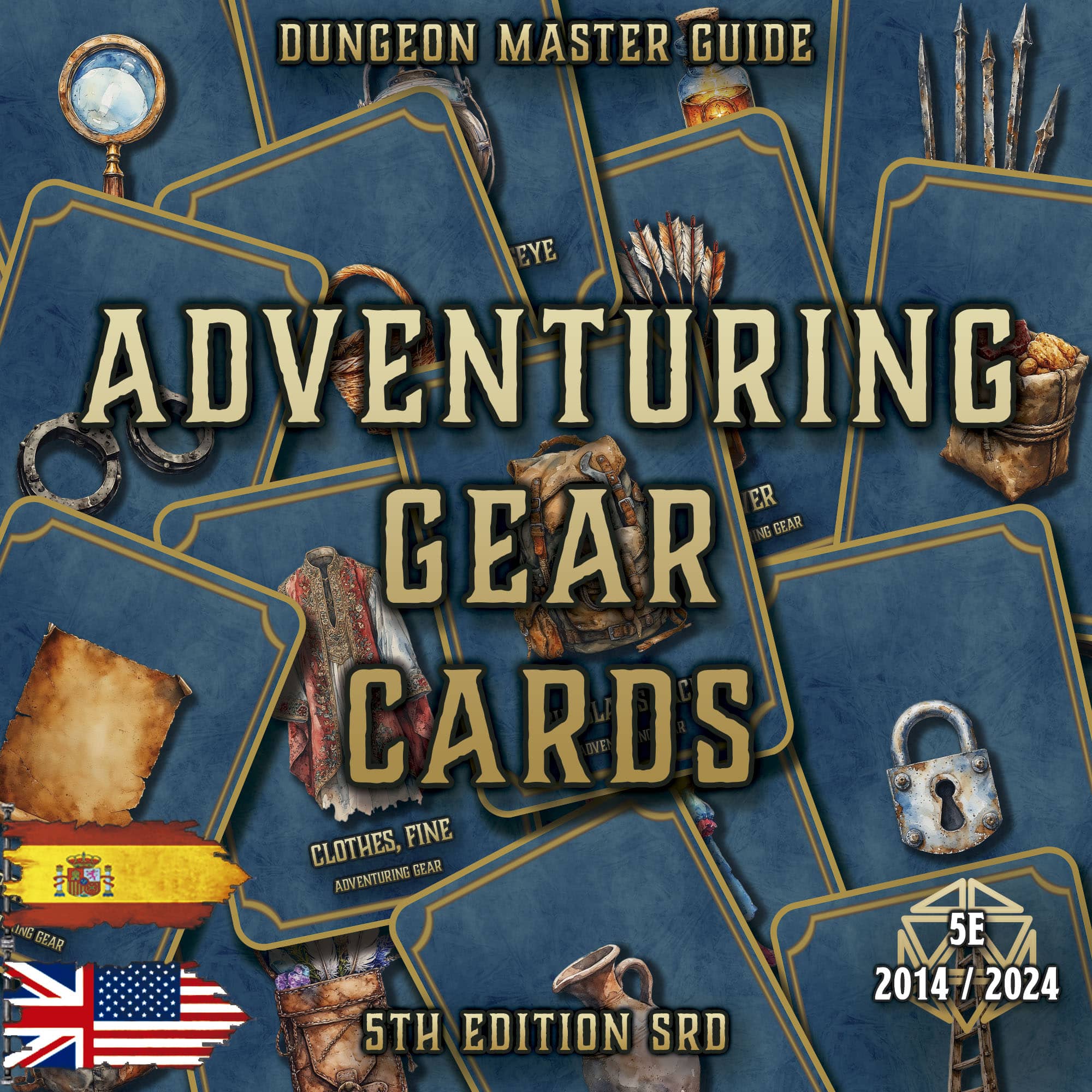 D&D 5E Adventuring Gear Cards (2014 & 2024) | Digital Download