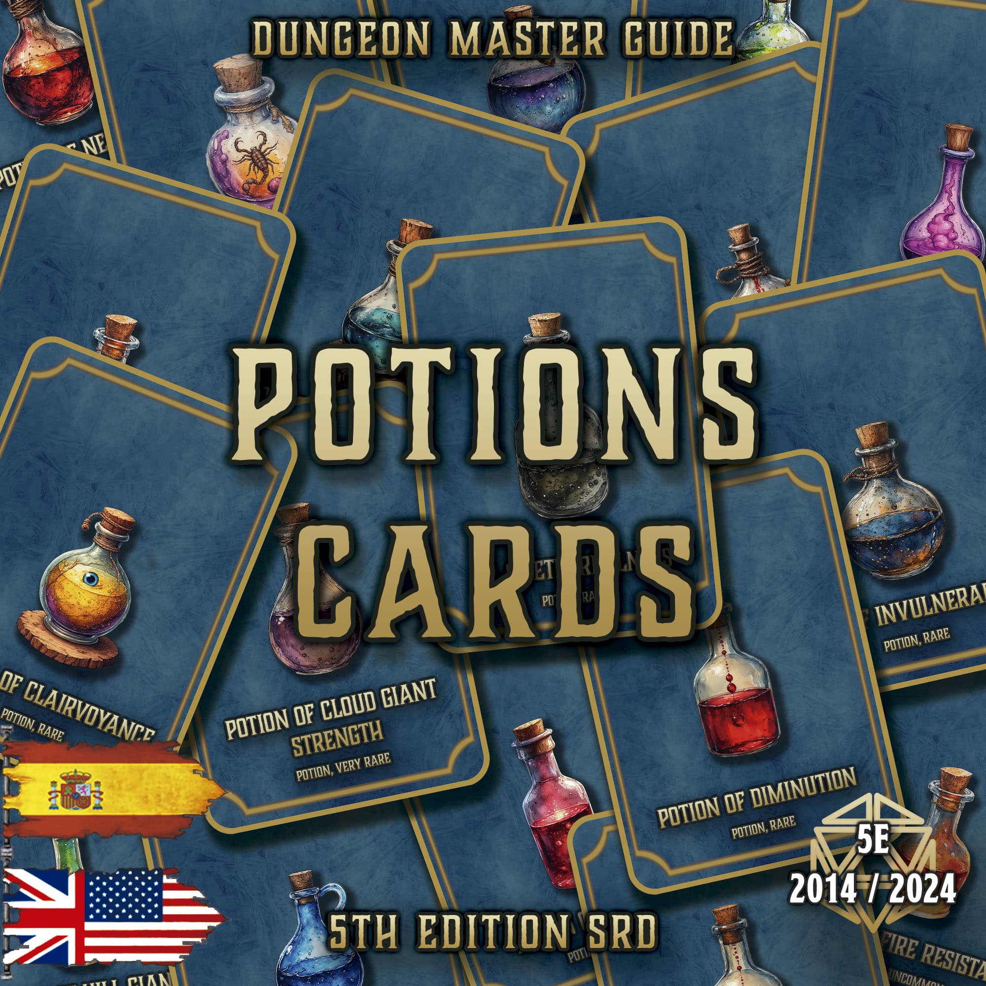 D&D 5E Potions Cards (2014 & 2024) | Digital Download