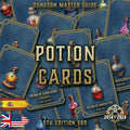 Cartas pociones digitales D&D 5E 2014|2024 con ilustraciones de frascos y efectos mágicos