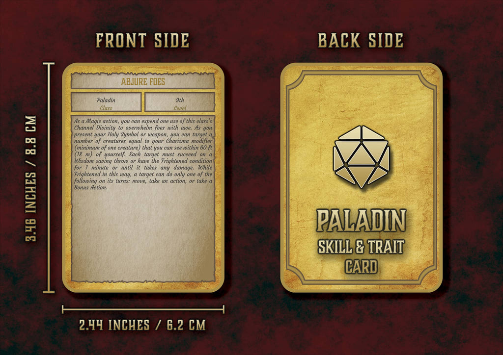 Cartas de Rasgos y Habilidades del Paladin D&D 5E (2014 y 2024) | Descarga Digital