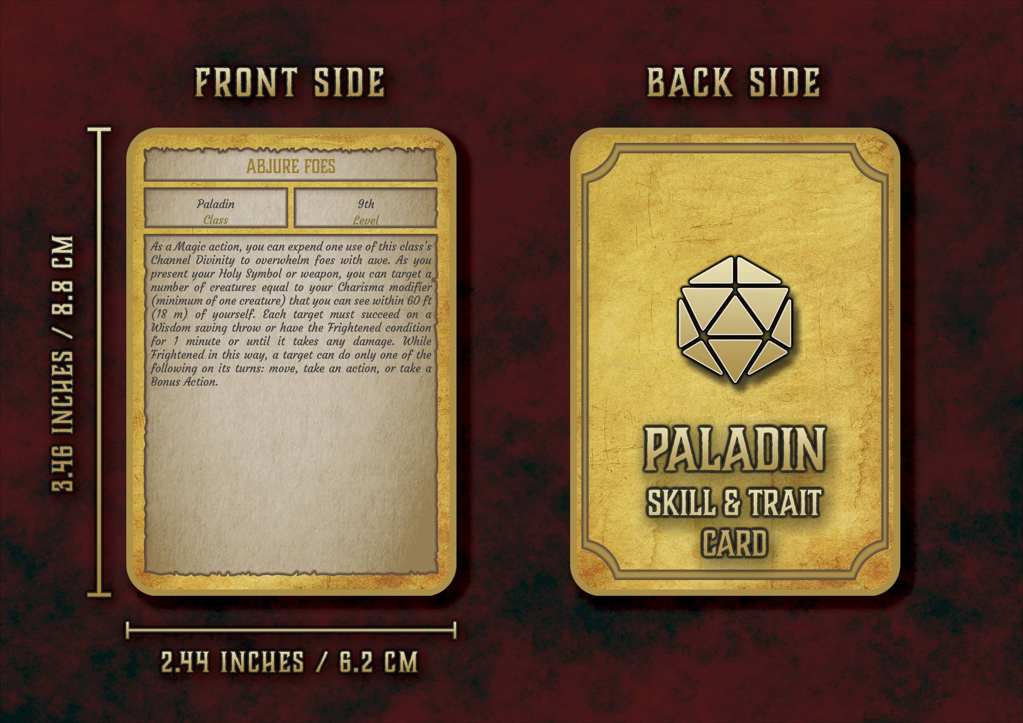 D&D 5E Paladin Skill & Traits Cards (2014 & 2024) | Digital Download