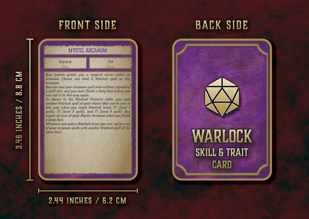 Cartas de Rasgos y Habilidades del Brujo D&D 5E (2014 y 2024) | Descarga Digital