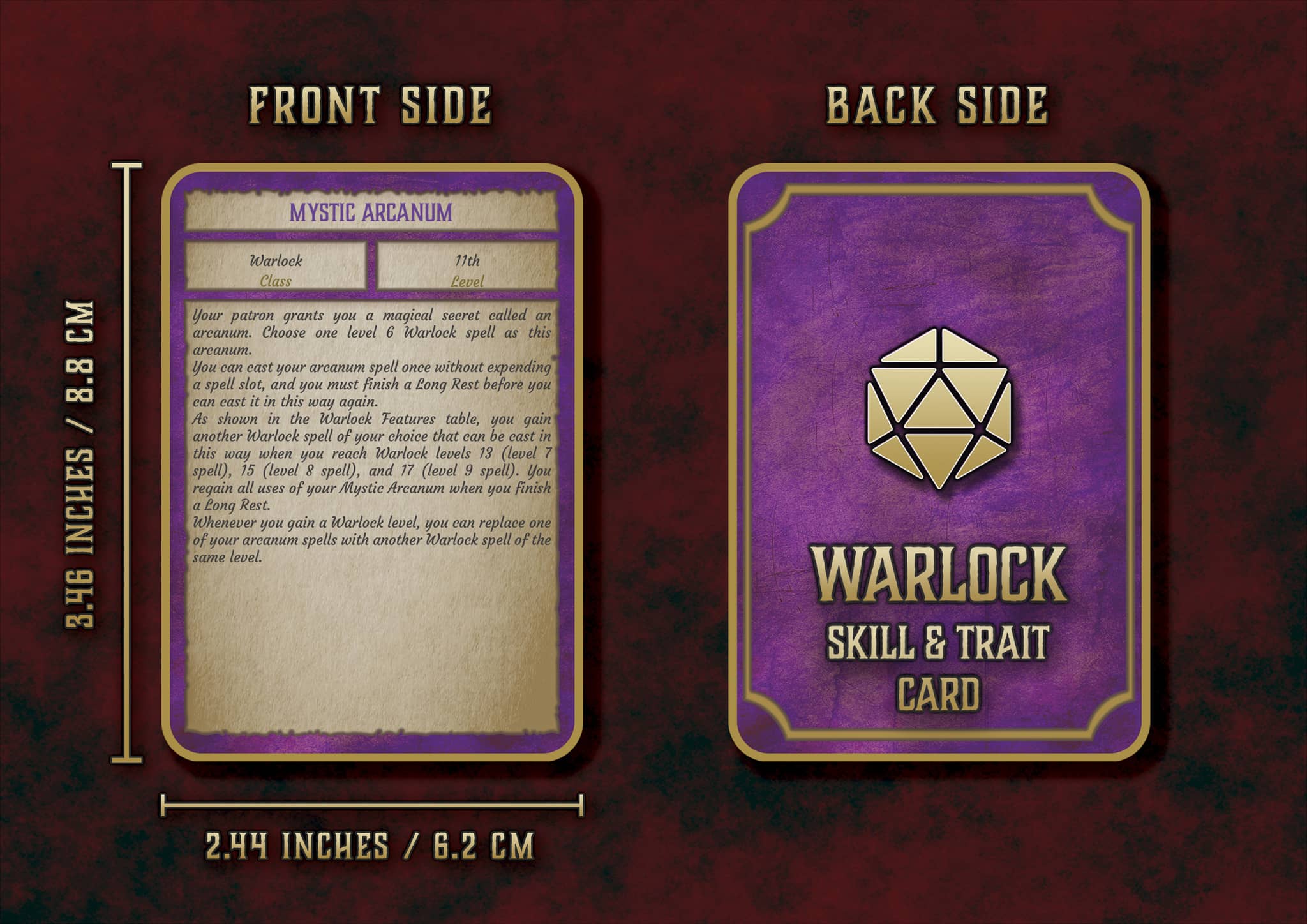 D&D 5E Warlock Skill & Traits Cards (2014 & 2024) | Digital Download