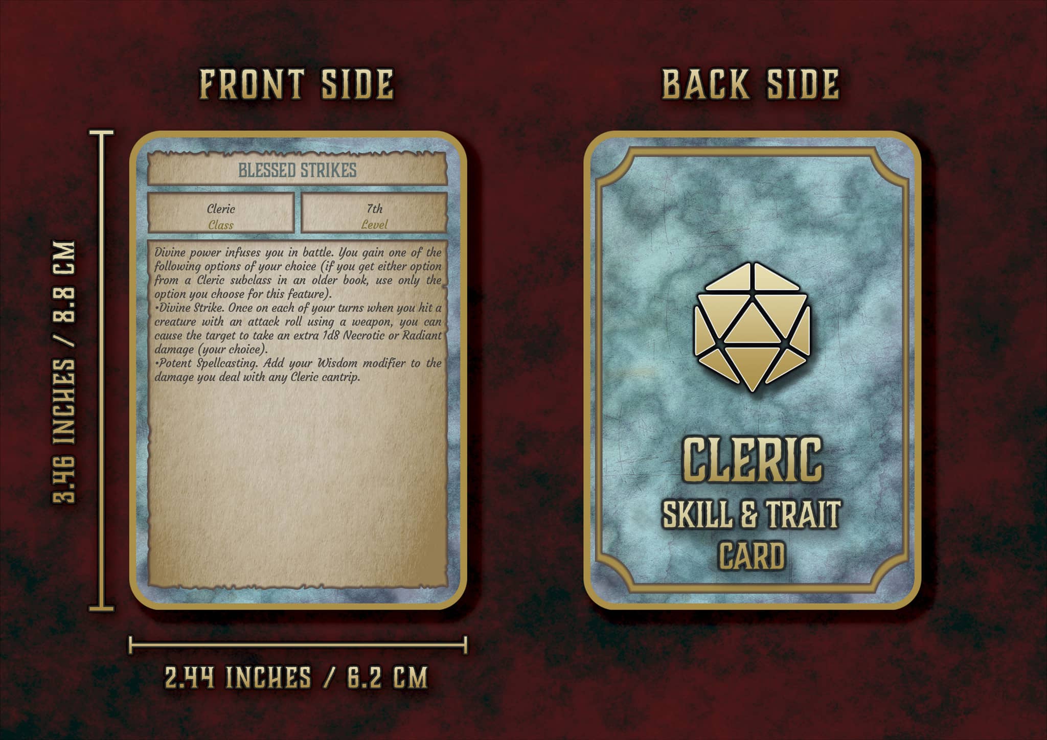 D&D 5E Cleric Skill & Traits Cards (2014 & 2024) | Digital Download
