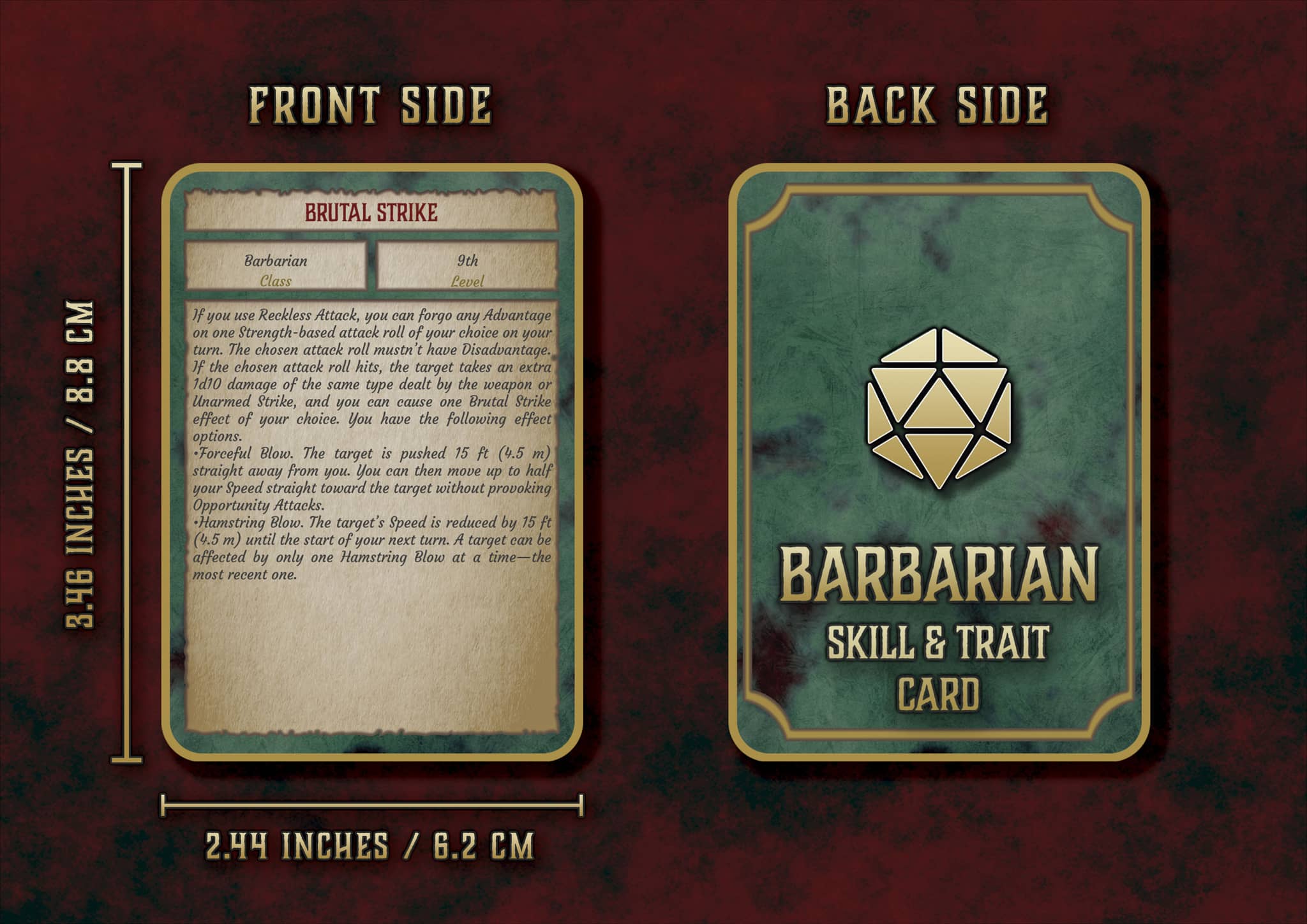 D&D 5E Barbarian Skill & Traits Cards (2014 & 2024) | Digital Download