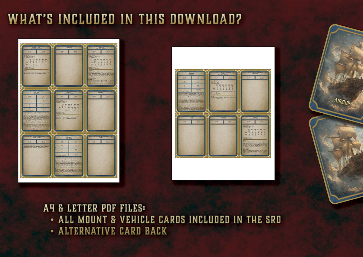 D&D 5E Mount & Vehicle Cards (2014 & 2024) | Digital Download