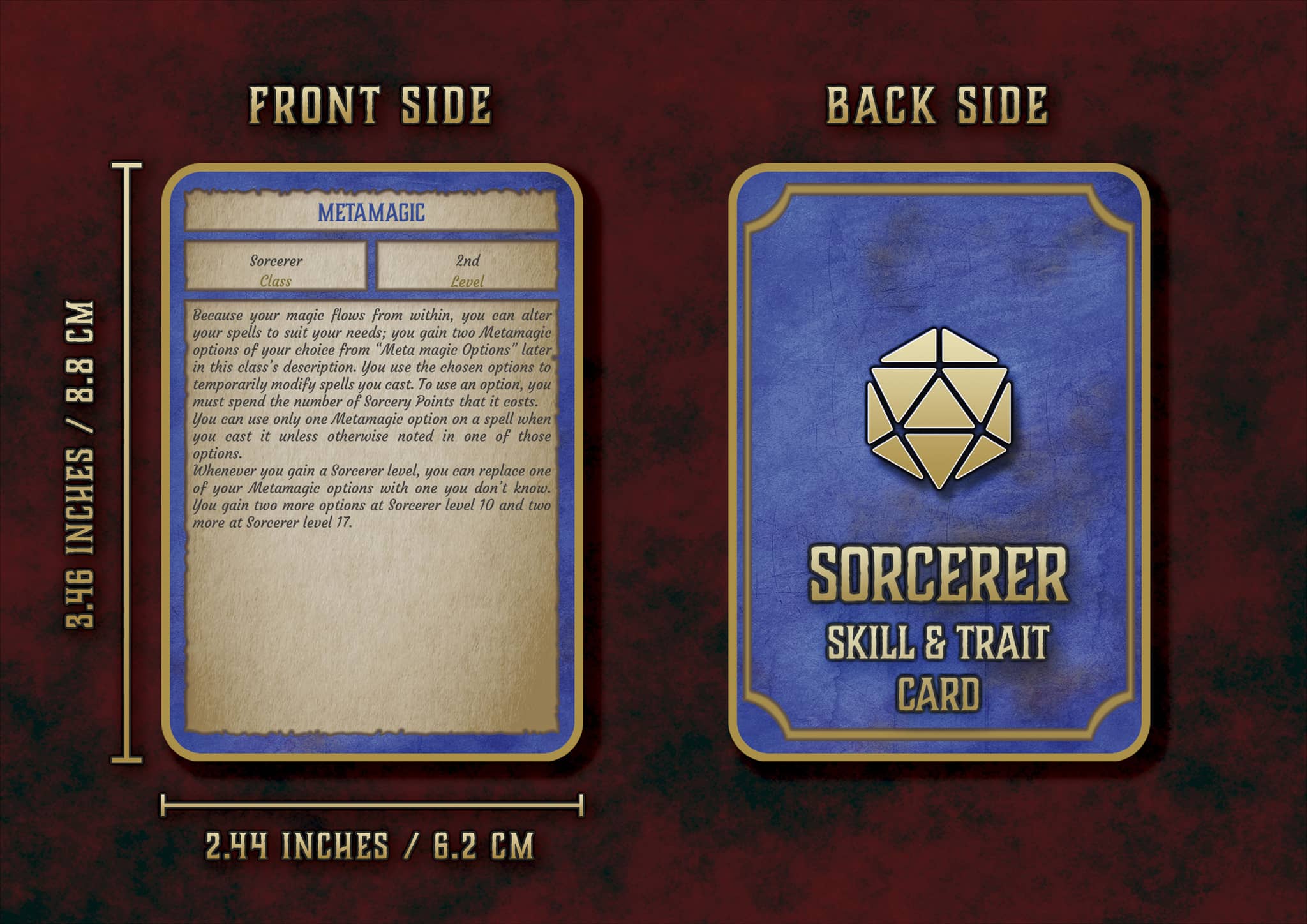 D&D 5E Sorcerer Skill & Traits Cards (2014 & 2024) | Digital Download