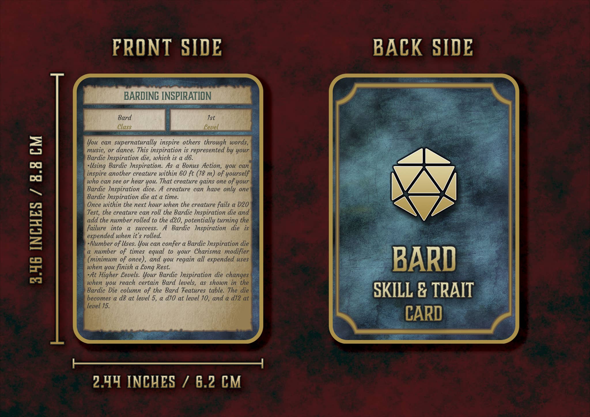 D&D 5E Bard Skill & Traits Cards (2014 & 2024) | Digital Download