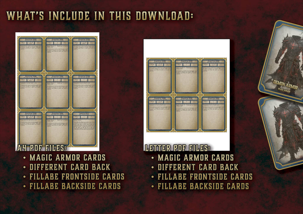 Cartas de Armaduras Mágicas D&D 5E (2014 y 2024) | Descarga Digital