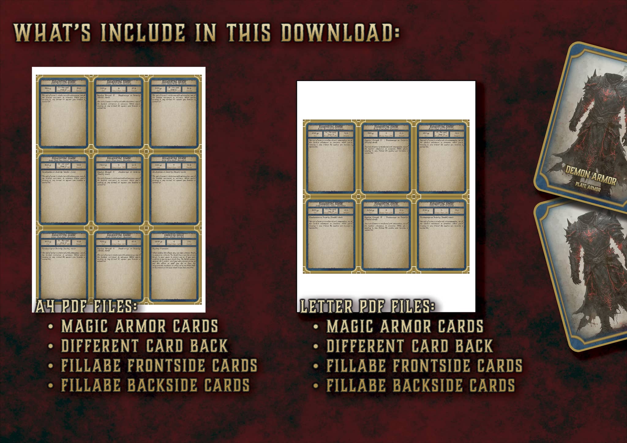 Cartas de Armaduras Mágicas D&D 5E (2014 y 2024) | Descarga Digital