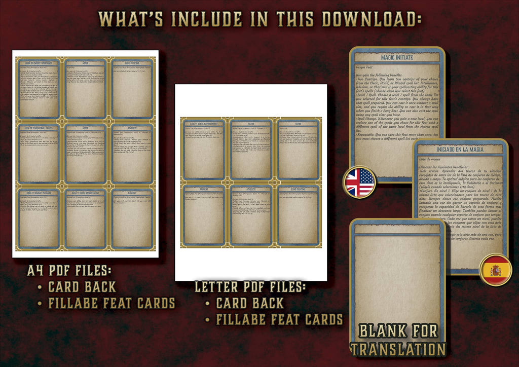 Cartas de Dotes D&D 5E (2014 y 2024) | Descarga Digital