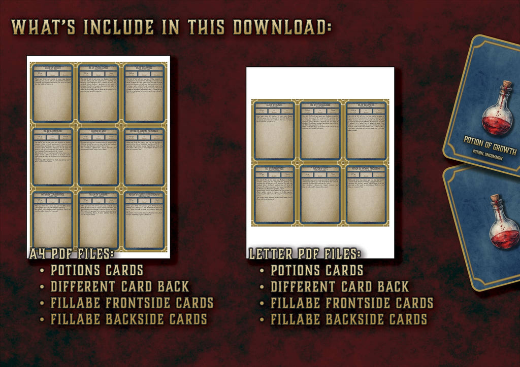 Cartas de Pociones D&D 5E (2014 y 2024) | Descarga Digital