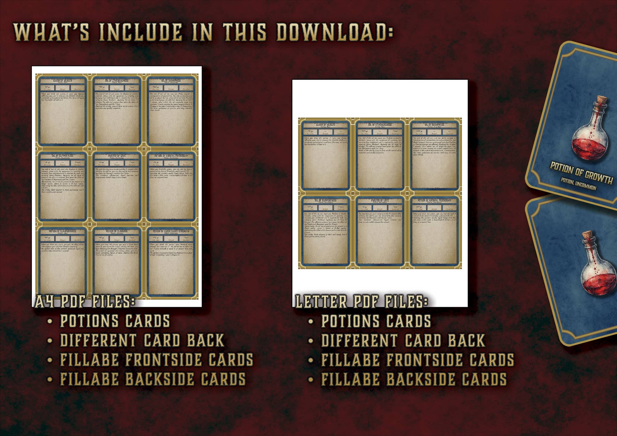 D&D 5E Potions Cards (2014 & 2024) | Digital Download