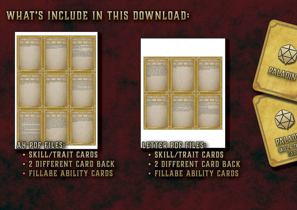 Cartas de Rasgos y Habilidades del Paladin D&D 5E (2014 y 2024) | Descarga Digital