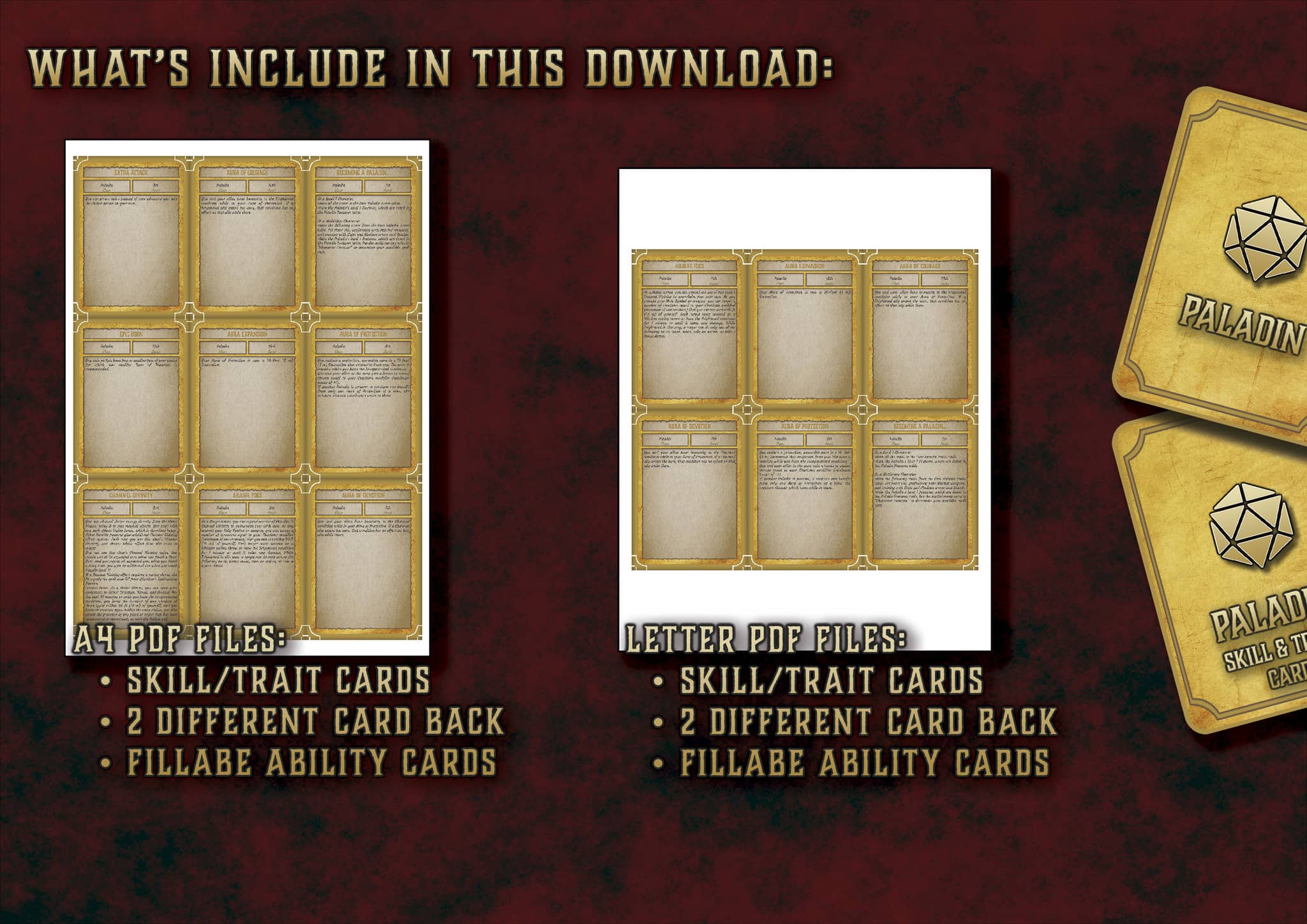 D&D 5E Paladin Skill & Traits Cards (2014 & 2024) | Digital Download