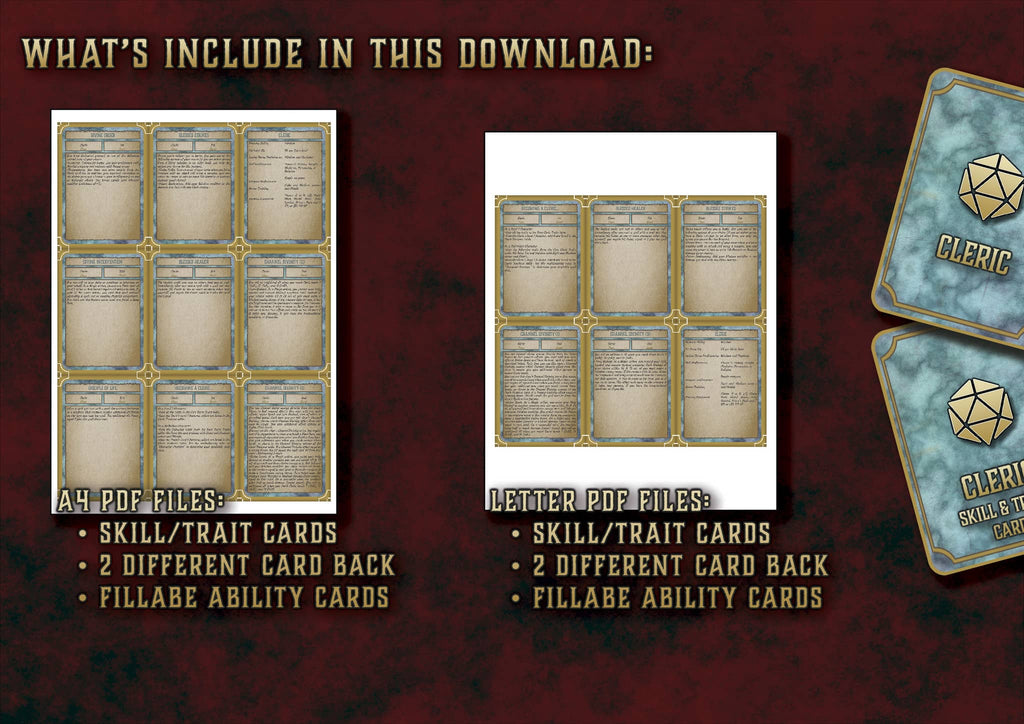 Cartas de Rasgos y Habilidades del Clérigo D&D 5E (2014 y 2024) | Descarga Digital