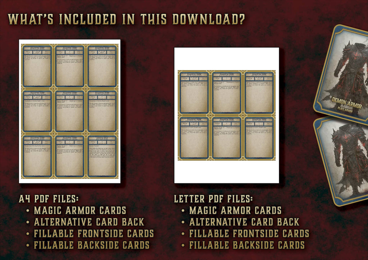 D&D 5E Magic Armor Cards (2014 & 2024) | Digital Download