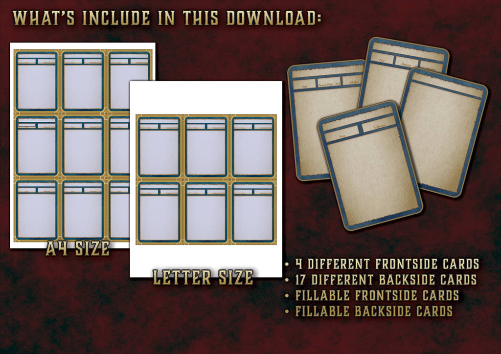 D&D 5E Bundle Equipment Customizable Cards (2014 & 2024) | Digital Download