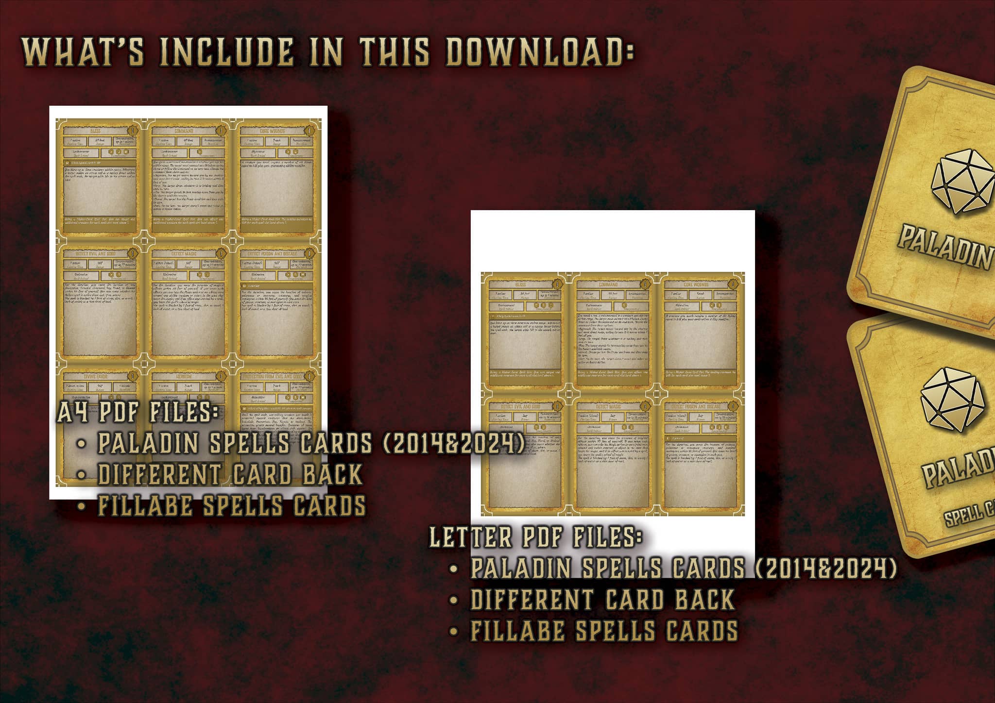 D&D 5E Paladin Spell Cards (2014 & 2024) | Digital Download