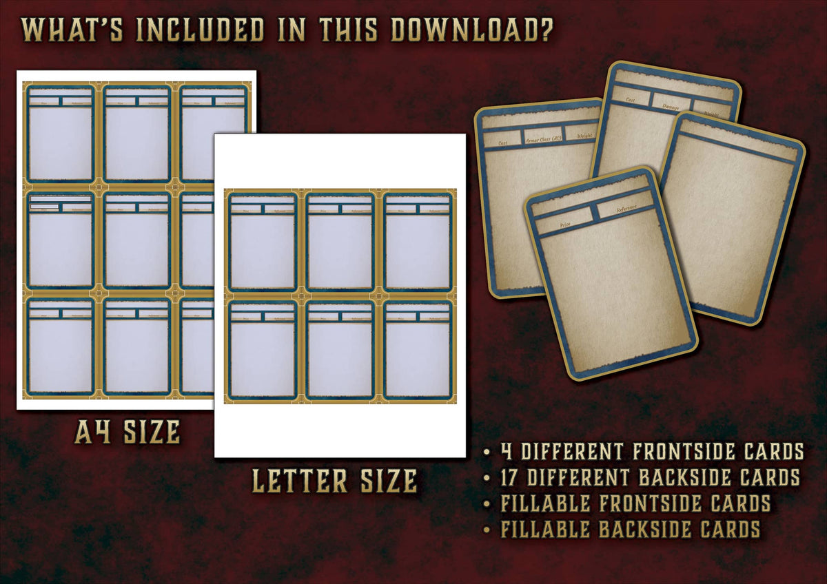 Cartas Personalizables de Equipo D&D 5E (2014 y 2024) | Descarga Digital