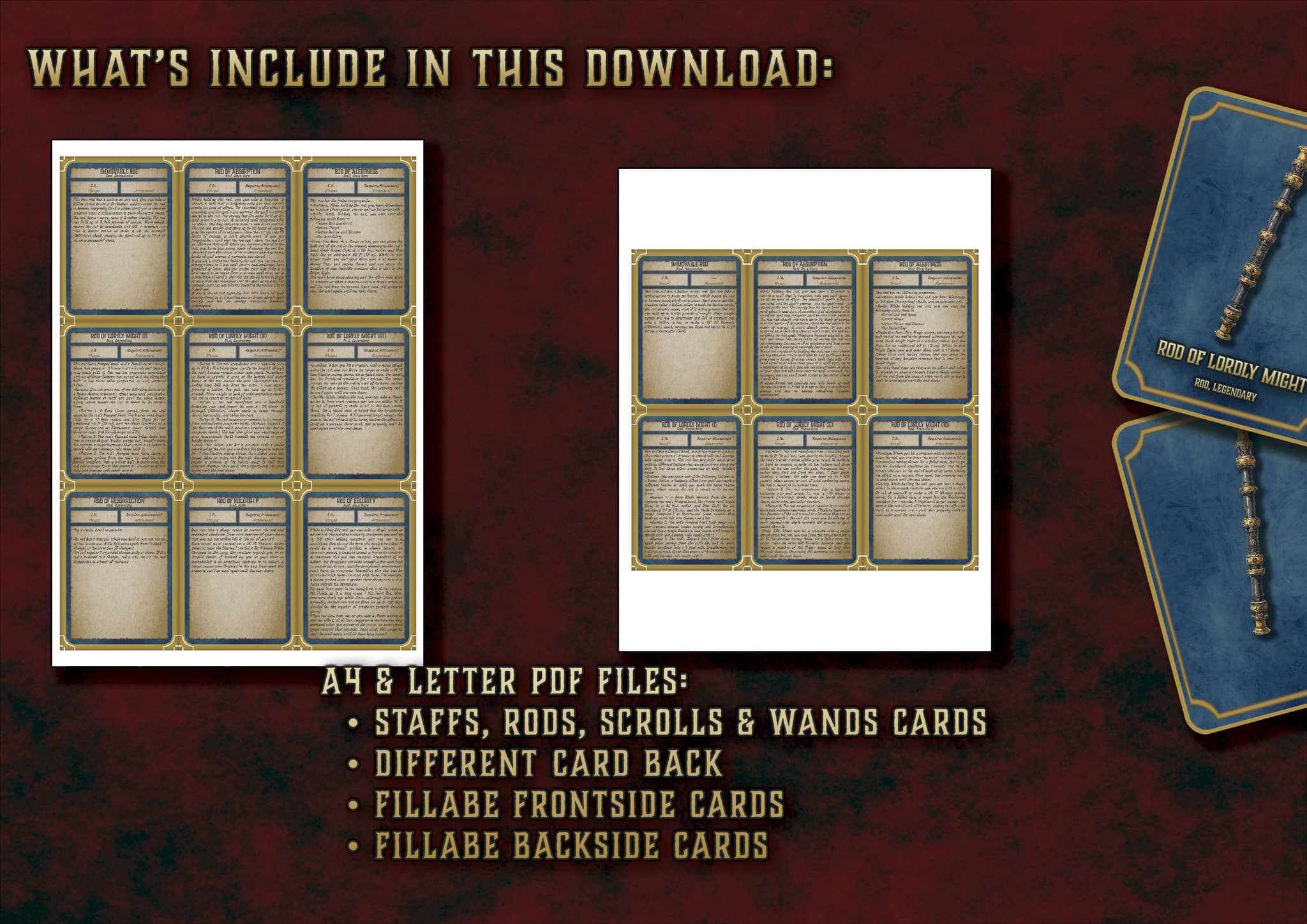D&D 5E Wands, Rods, Staffs and Scrolls Cards (2014 & 2024) | Digital Download