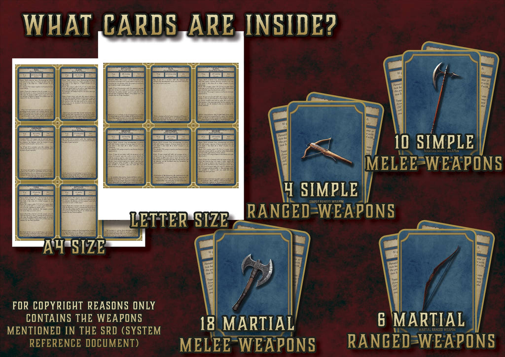 Cartas de Armas D&D 5E (2014 y 2024) | Descarga Digital