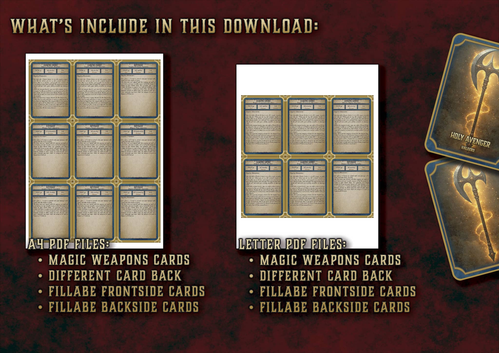 D&D 5E Magic Weapon Cards (2014 & 2024) | Digital Download