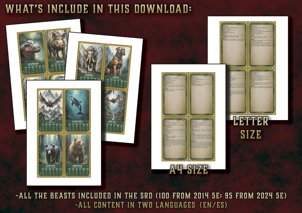 D&D 5E Wild Shape Cards (2014 & 2024) | Digital Download
